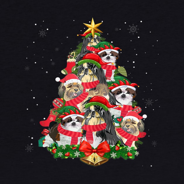 Funny Shih Tzu Christmas Tree Dog Lover Xmas Santa Hat Light by Barnard